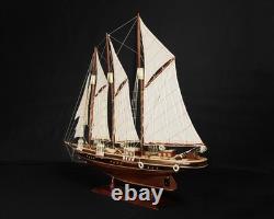 28 Wooden Sailboat Model Atlantic Schooner, Handmade Sailing Yacht Ship Replic