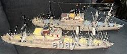 2 VTG Ideal Assembled Balsa Wood Model Boat Steam Ships Display 26 Nautical