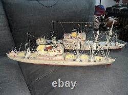 2 VTG Ideal Assembled Balsa Wood Model Boat Steam Ships Display 26 Nautical