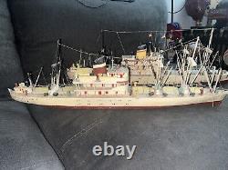 2 VTG Ideal Assembled Balsa Wood Model Boat Steam Ships Display 26 Nautical