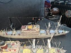 2 VTG Ideal Assembled Balsa Wood Model Boat Steam Ships Display 26 Nautical