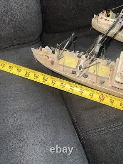 2 VTG Ideal Assembled Balsa Wood Model Boat Steam Ships Display 26 Nautical