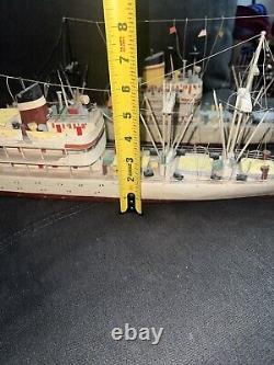 2 VTG Ideal Assembled Balsa Wood Model Boat Steam Ships Display 26 Nautical