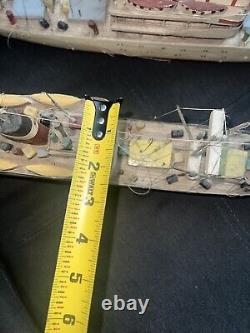 2 VTG Ideal Assembled Balsa Wood Model Boat Steam Ships Display 26 Nautical