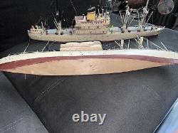 2 VTG Ideal Assembled Balsa Wood Model Boat Steam Ships Display 26 Nautical