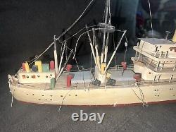 2 VTG Ideal Assembled Balsa Wood Model Boat Steam Ships Display 26 Nautical