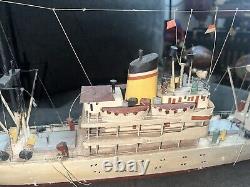 2 VTG Ideal Assembled Balsa Wood Model Boat Steam Ships Display 26 Nautical