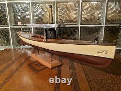 30 STEAM LAUNCH Vintage wood Pond Yacht model ship display boat! African Queen