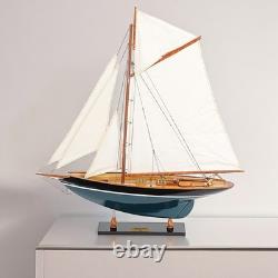 31 Black Blue And White Solid Wood Pen Duick Hand Painted Model Sail Boat