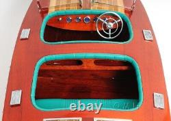 32Inch Chris Craft Triple Cockpit SPEEDBOAT MODEL Racing Boat Wood Replica Decor