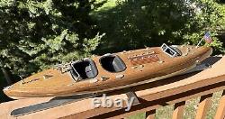 32 Authentic Models Chris Craft Wood Boat Typhoon Cruiser Triple Cockpit Vtg