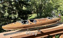 32 Authentic Models Chris Craft Wood Boat Typhoon Cruiser Triple Cockpit Vtg