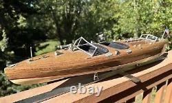 32 Authentic Models Chris Craft Wood Boat Typhoon Cruiser Triple Cockpit Vtg