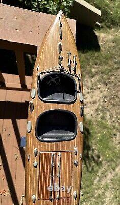 32 Authentic Models Chris Craft Wood Boat Typhoon Cruiser Triple Cockpit Vtg