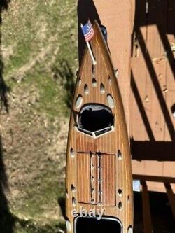 32 Authentic Models Chris Craft Wood Boat Typhoon Cruiser Triple Cockpit Vtg
