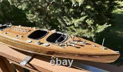 32 Authentic Models Chris Craft Wood Boat Typhoon Cruiser Triple Cockpit Vtg