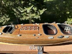 32 Authentic Models Chris Craft Wood Boat Typhoon Cruiser Triple Cockpit Vtg