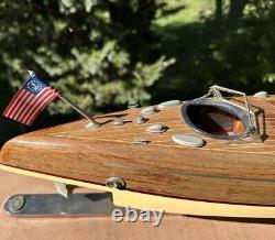32 Authentic Models Chris Craft Wood Boat Typhoon Cruiser Triple Cockpit Vtg