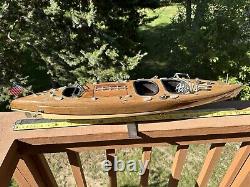 32 Authentic Models Chris Craft Wood Boat Typhoon Cruiser Triple Cockpit Vtg