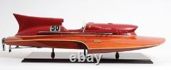 32 Solid Wood Hand Painted Ferrari Hydroplane Large Model Boat