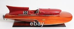32 Solid Wood Hand Painted Ferrari Hydroplane Large Model Boat