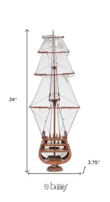 34 Brown Boat Model Sculpture