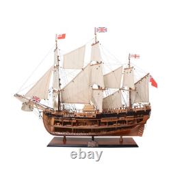 34 Wood Brown Solid Wood Hand Painted HMS Endeavour 1768 Open Hull Model Boat