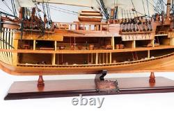 34 Wood Brown Solid Wood Hand Painted HMS Endeavour 1768 Open Hull Model Boat