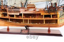 34 Wood Brown Solid Wood Hand Painted HMS Endeavour 1768 Open Hull Model Boat