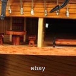 34 Wood Brown Solid Wood Hand Painted HMS Endeavour 1768 Open Hull Model Boat