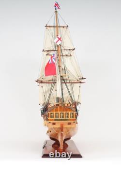 34 Wood Brown Solid Wood Hand Painted HMS Endeavour 1768 Open Hull Model Boat