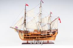 34 Wood Brown Solid Wood Hand Painted HMS Endeavour 1768 Open Hull Model Boat
