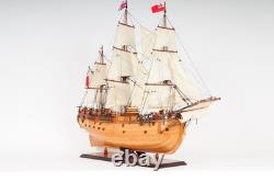 34 Wood Brown Solid Wood Hand Painted HMS Endeavour 1768 Open Hull Model Boat