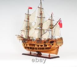 34 Wood Brown Solid Wood Hand Painted HMS Endeavour 1768 Open Hull Model Boat