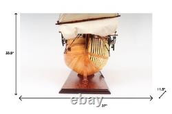 34 Wood Brown Solid Wood Hand Painted HMS Endeavour 1768 Open Hull Model Boat