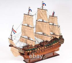 35 Wood Brown Solid Wood Hand Painted Model Boat Tabletop Sculpture