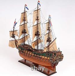35 Wood Brown Solid Wood Hand Painted Model Boat Tabletop Sculpture