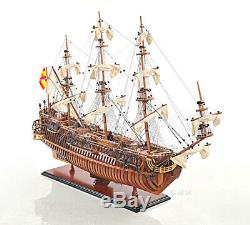 37 x 30 Spanish Armada Galleon San Felipe Open Hull Wood Model Boat Assembled