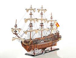 37 x 30 Spanish Armada Galleon San Felipe Open Hull Wood Model Boat Assembled