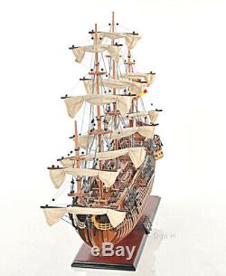 37 x 30 Spanish Armada Galleon San Felipe Open Hull Wood Model Boat Assembled