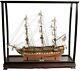 38 Inch Large Uss Constitution Ship Model & Display Case Set Wood Old Ironsides