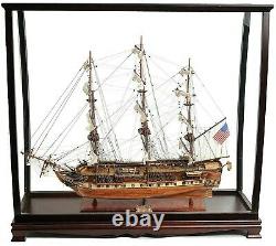 38 Inch Large USS Constitution SHIP MODEL & DISPLAY CASE Set Wood Old Ironsides