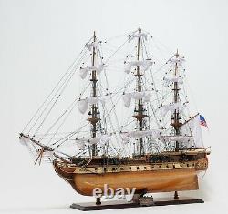 38 Inch Large USS Constitution SHIP MODEL & DISPLAY CASE Set Wood Old Ironsides