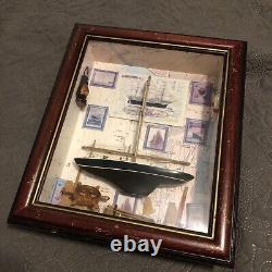 3D Nautical Sail Boat Model Diorama Shadow Box Picture- Great Condition- Read