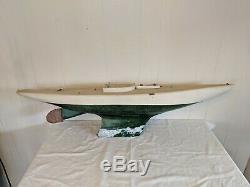 42 VINTAGE ANTIQUE MODEL SAILING POND YACHT SAILER SAIL BOAT With STAND