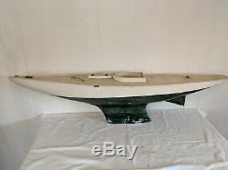 42 VINTAGE ANTIQUE MODEL SAILING POND YACHT SAILER SAIL BOAT With STAND