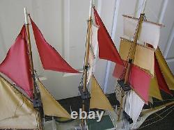 48 X 34 Antique folk art model sail ship boat hand made Nicly Made Signed Hull