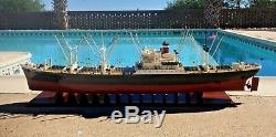 50 American Scout Rc Model Boat, Wood, Nos Dumas 12vt, Motor & Gear Futaba