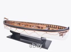 6 Brown and White Solid Wood Hand Painted RMS Titanic Lifeboat No. 7 Model Boat