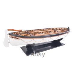6 Brown and White Solid Wood Hand Painted RMS Titanic Lifeboat No. 7 Model Boat